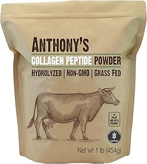 Anthony's Collagen Peptide Powder, 1 lb, Pure Hydrolyzed, Gluten Free, Keto and Paleo Friendly, Grass Fed, Unflavored, Non GMO