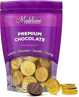 Madelaine Gold Chocolate Coins – St. Patrick’s Day Candy, Gold Foil Wrapped Milk Chocolate Coins, Lucky Party Favors & Festive Decorations – 1/2 LB Bag – Medium Coins