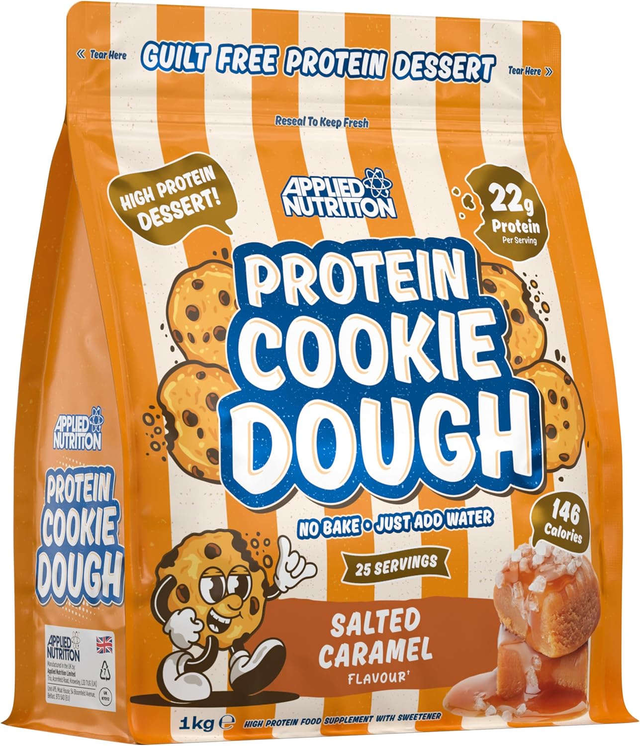 Applied Nutrition Protein Cookie Dough 1kg – High Protein Snack, Over 22g of Protein Per Serving, Ready-to-Eat– Low Calorie, Healthy Treat (1kg – 25 Servings) (Salted Caramel)