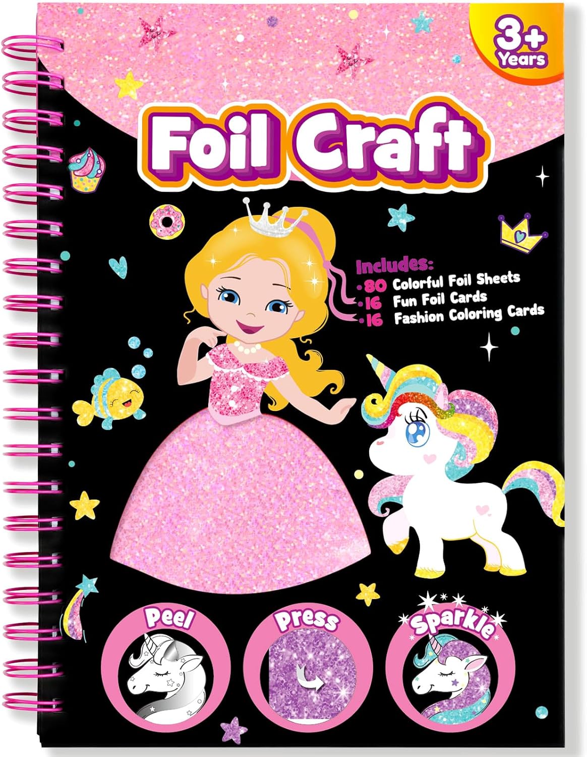 LIKYMO Foil Art for Kids - Foil Craft Book Art and Craft for Kids, DIY Creative Activity Gifts for 4 5 6 7 8 9 Year Old Girls Boys (Princess)
