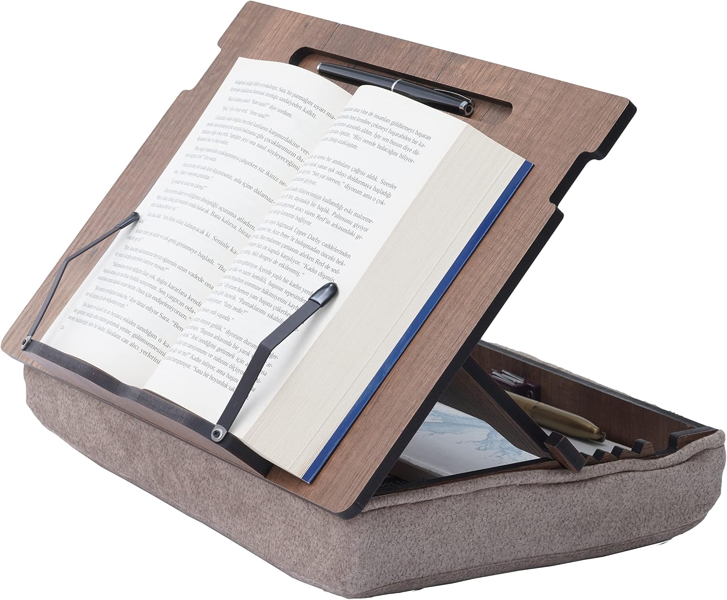 Vigo Wood Adjustable Wooden Book Holder - Elevate Your Reading Experience with Premium Craftsmanship and 5 Angles for Optimal Comfort - Convenient Storage Compartment for Books, Tablets, and Cookbooks