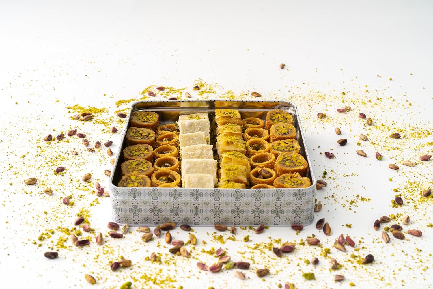 Al Bohsali 1870 Premium Mediterranean Pistachio Baklava Mix – 34-Piece Assortment | Handcrafted Luxury Pastries Since 1870