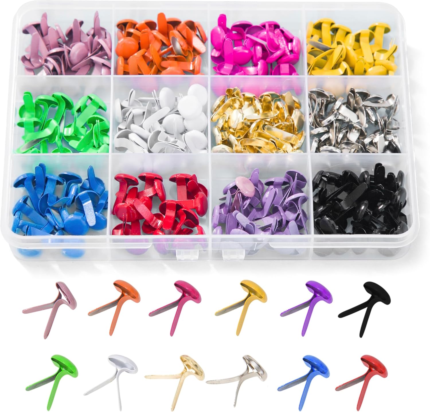 180pcs Brads for Paper Crafts，12 Colors Brads Paper Fasteners Metal Paper Fasteners Mini Brads for DIY Crafts Projects Scrapbooking Split Pins