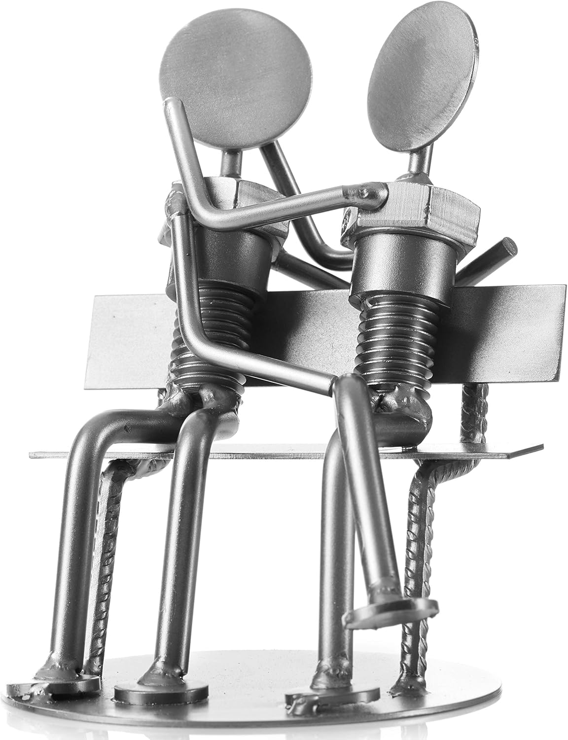 Recycled Nut and Bolt Romantic Sculpture Sweethearts' 5'' Tall Iron Gifts for 6th Anniversary Romantic Statue Figurine Made from Recycled Auto Parts Steel Sculpture Present for Him and Her