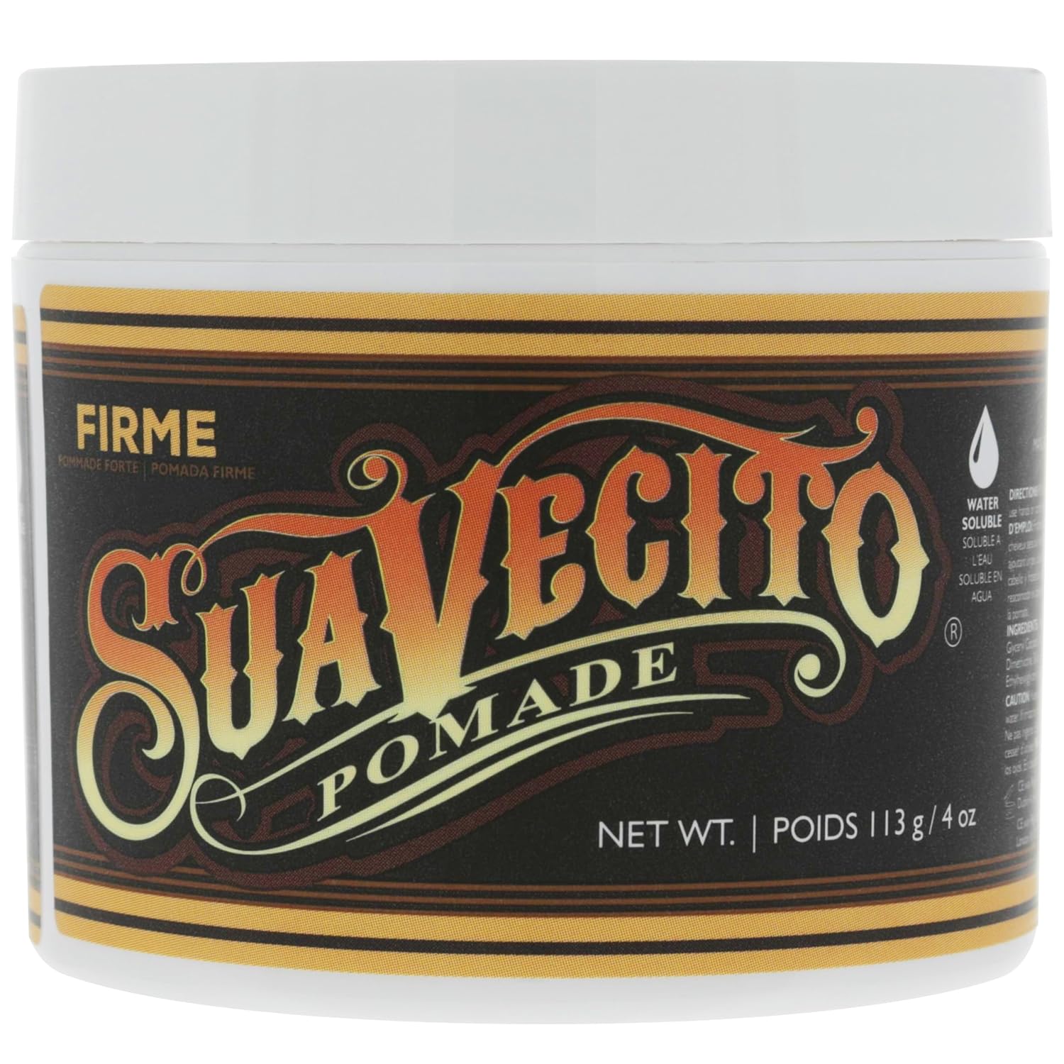 Suavecito Pomade Firme (Strong) Hold 4 oz, 1 Pack - Pomade For Men - Medium Shine Water Based Wax Like Flake Free Hair Gel - Easy To Wash Out - All Day Hold For All Hair Styles