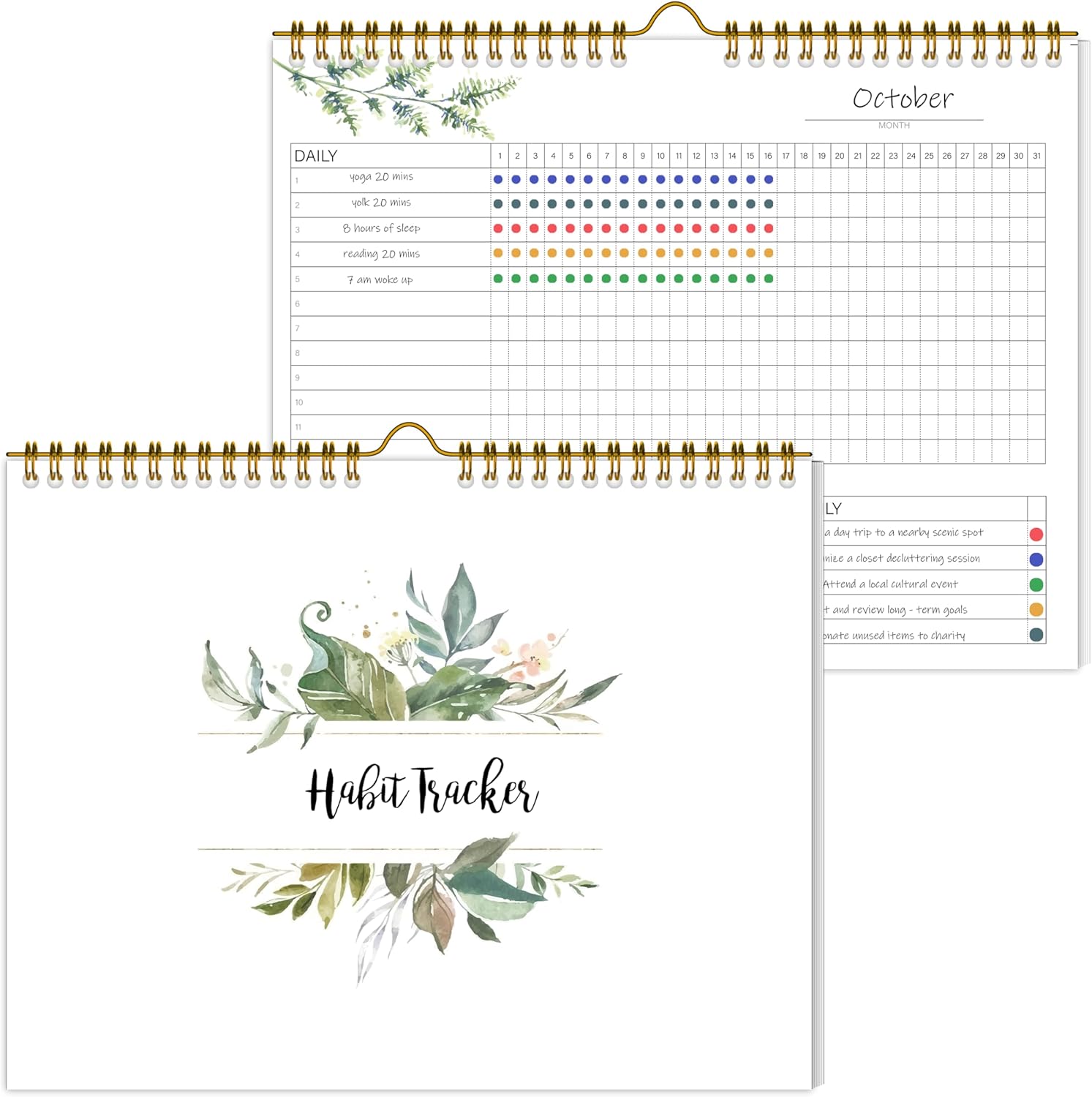 Habit Tracker Calendar，12 Monthly Habit Tracker Journal with Spiral Binding,Undated Weekly Monthly Planner to Boost Productivity&Self Improvement,7.5"x10"