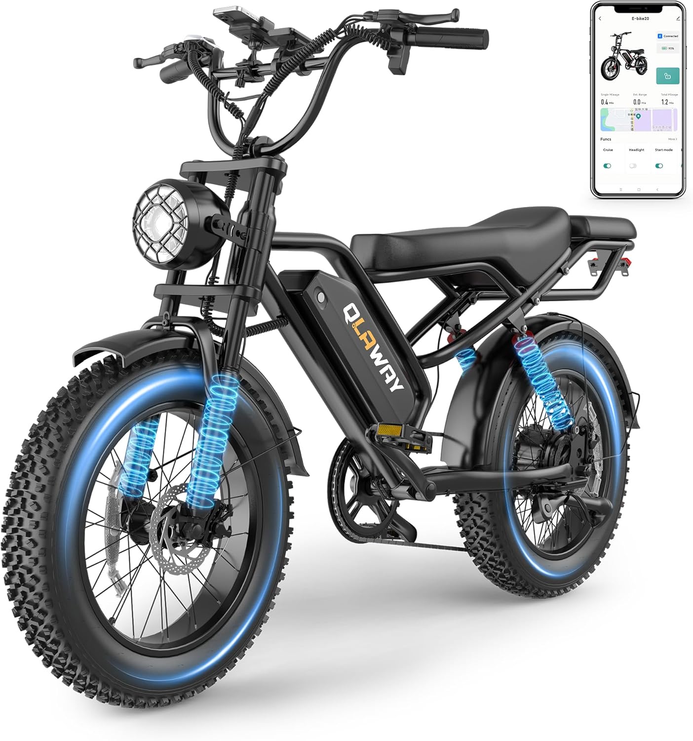 20" Fat Tire Electric Bikes for Adults, 750w Electric Dirt Bike with Full Suspension, 48V 18AH Battery Moped, 31MPH Max Speed, 40-70 Miles Long Range Motorcycle Ebikes