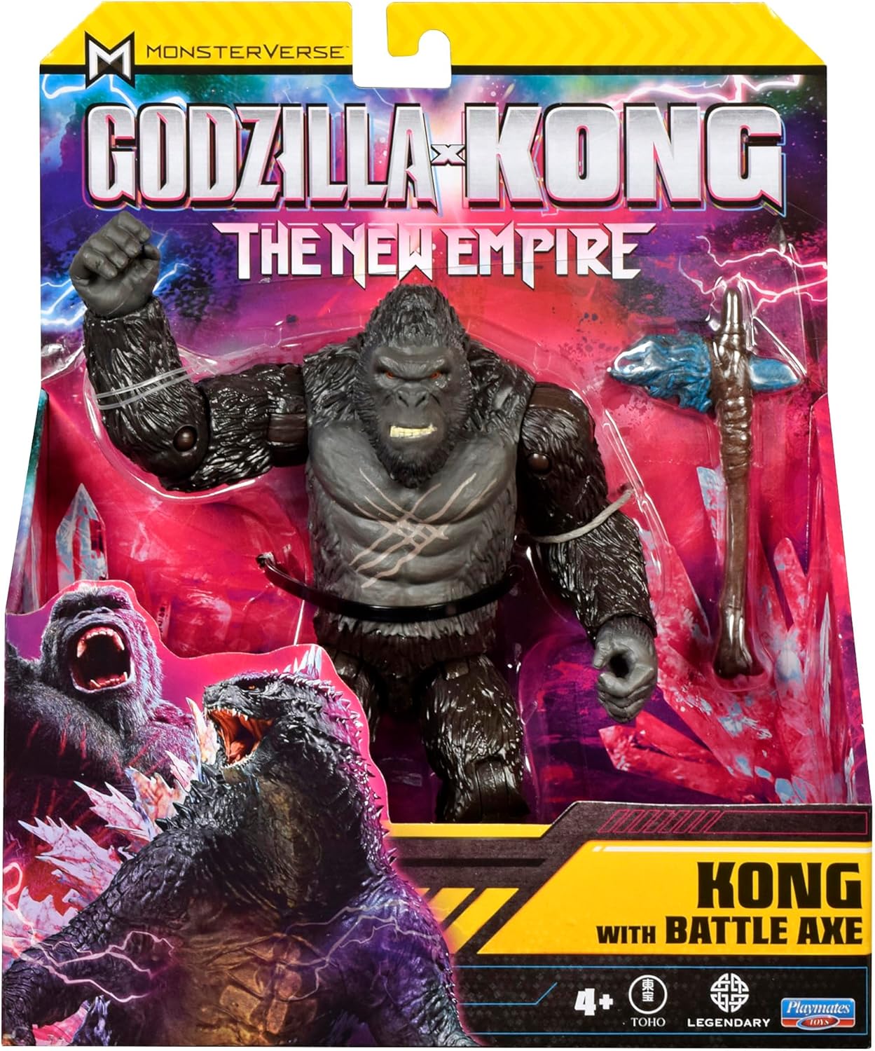 MonsterVerse Godzilla x Kong: The New Empire, 6-Inch Battle Scarred Kong Action Figure Toy, Iconic Collectable Movie Character, Includes Battle Axe Feature, Suitable for Ages 4 Years+