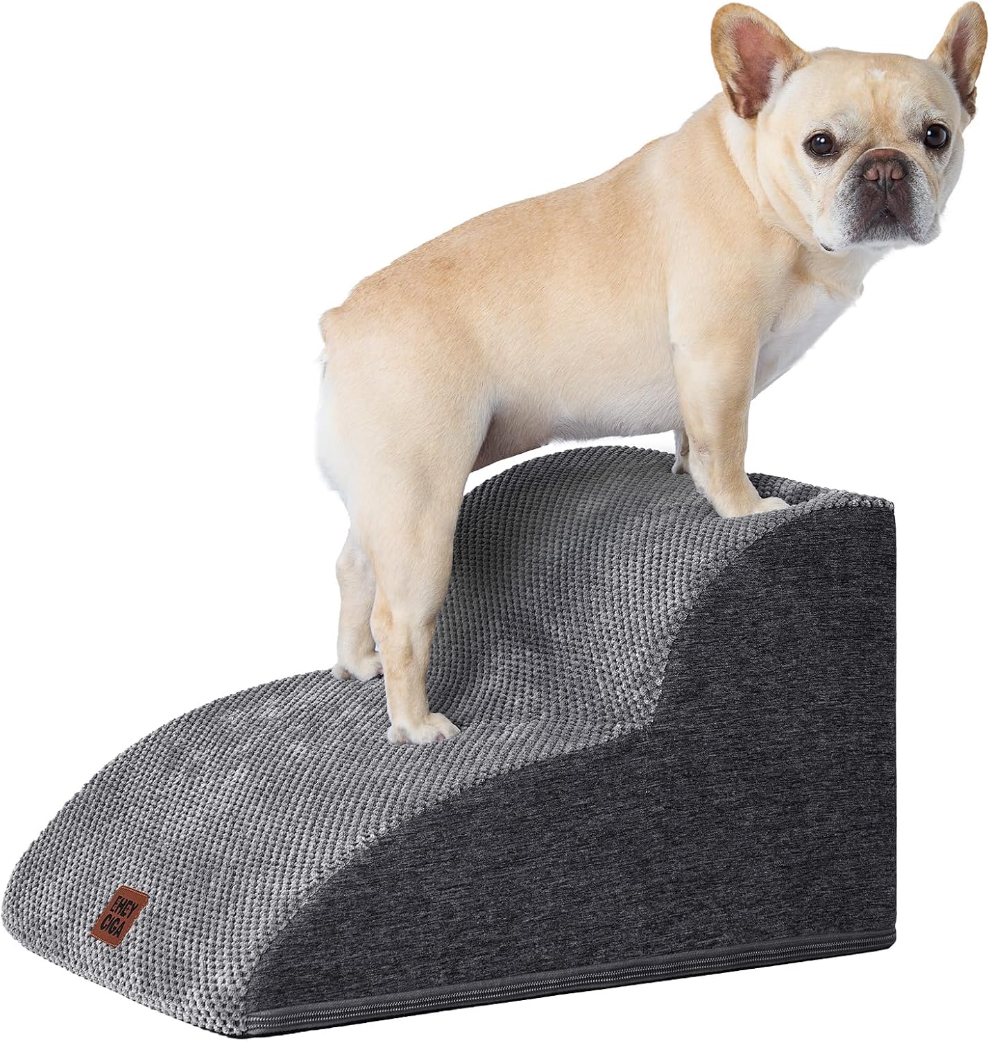 EHEYCIGA Curved Dog Steps for Sofa 30cm H, 2-Step Dog Stair, Dark Grey