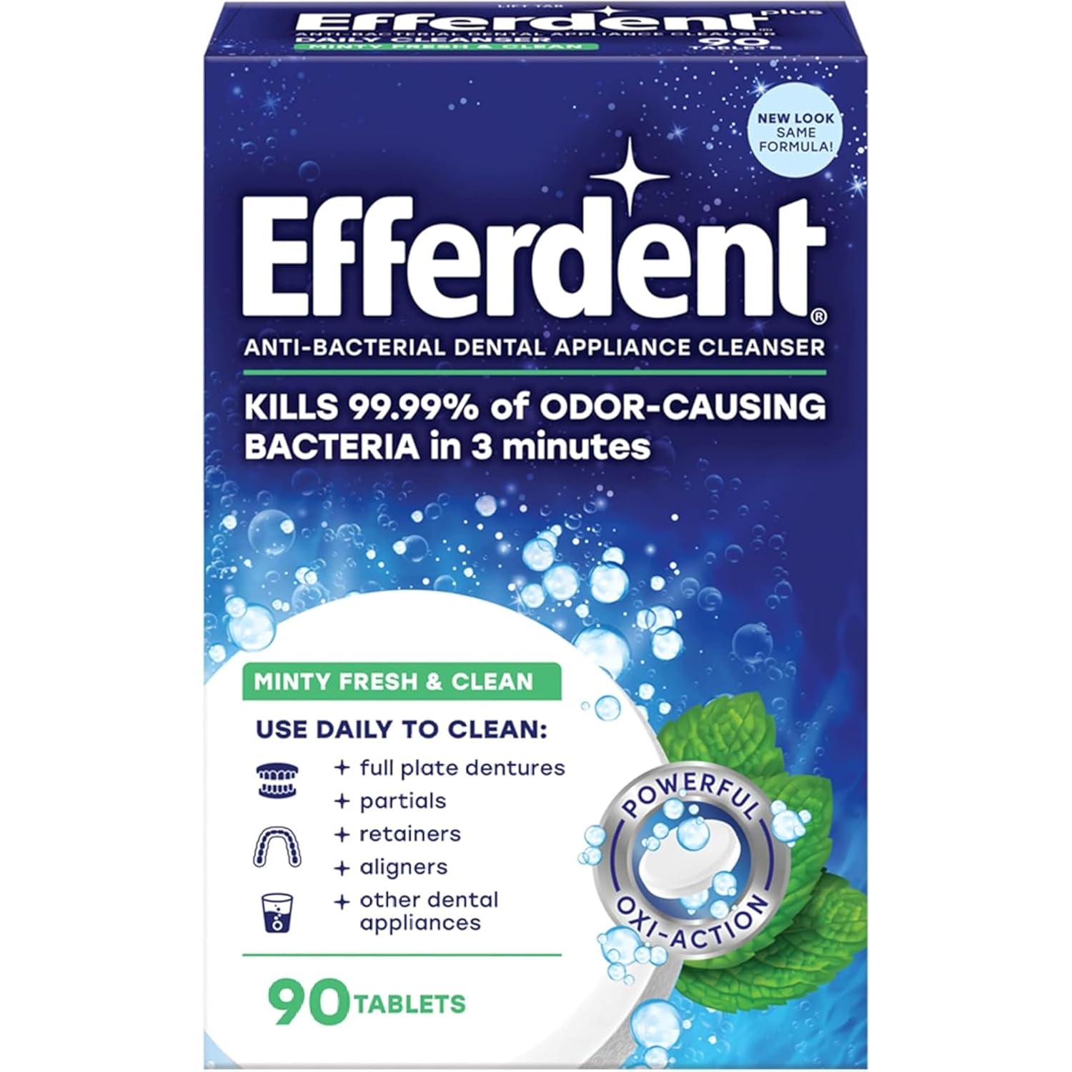 Efferdent Plus Mint Denture Cleanser Tablets 90 ea by Efferdent