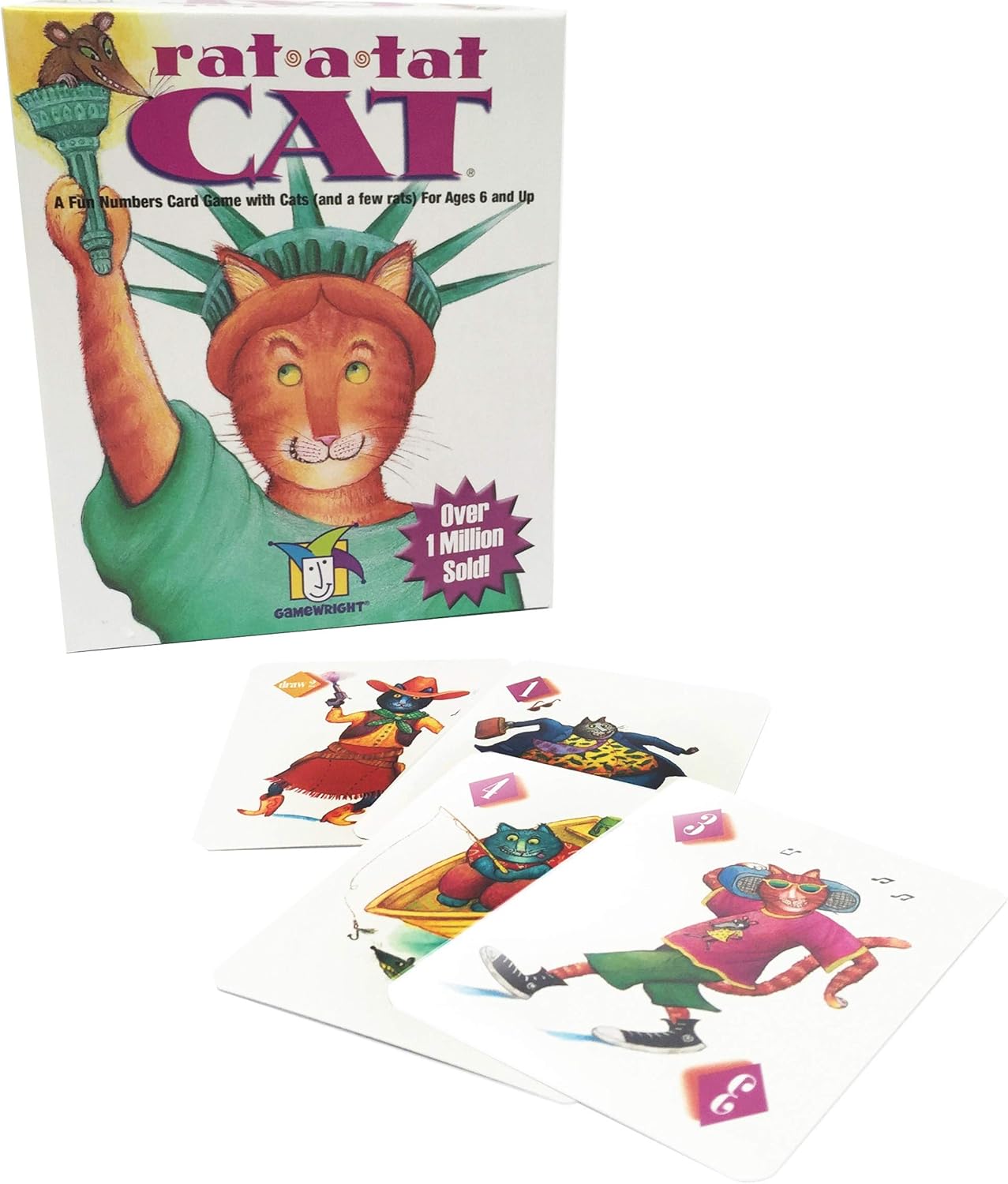 Gamewright | Rat-a-tat Cat Game | Card Game | Ages 6+ | 2-6 Players | 20 Minutes Playing Time, Multicolor, 5 Inches