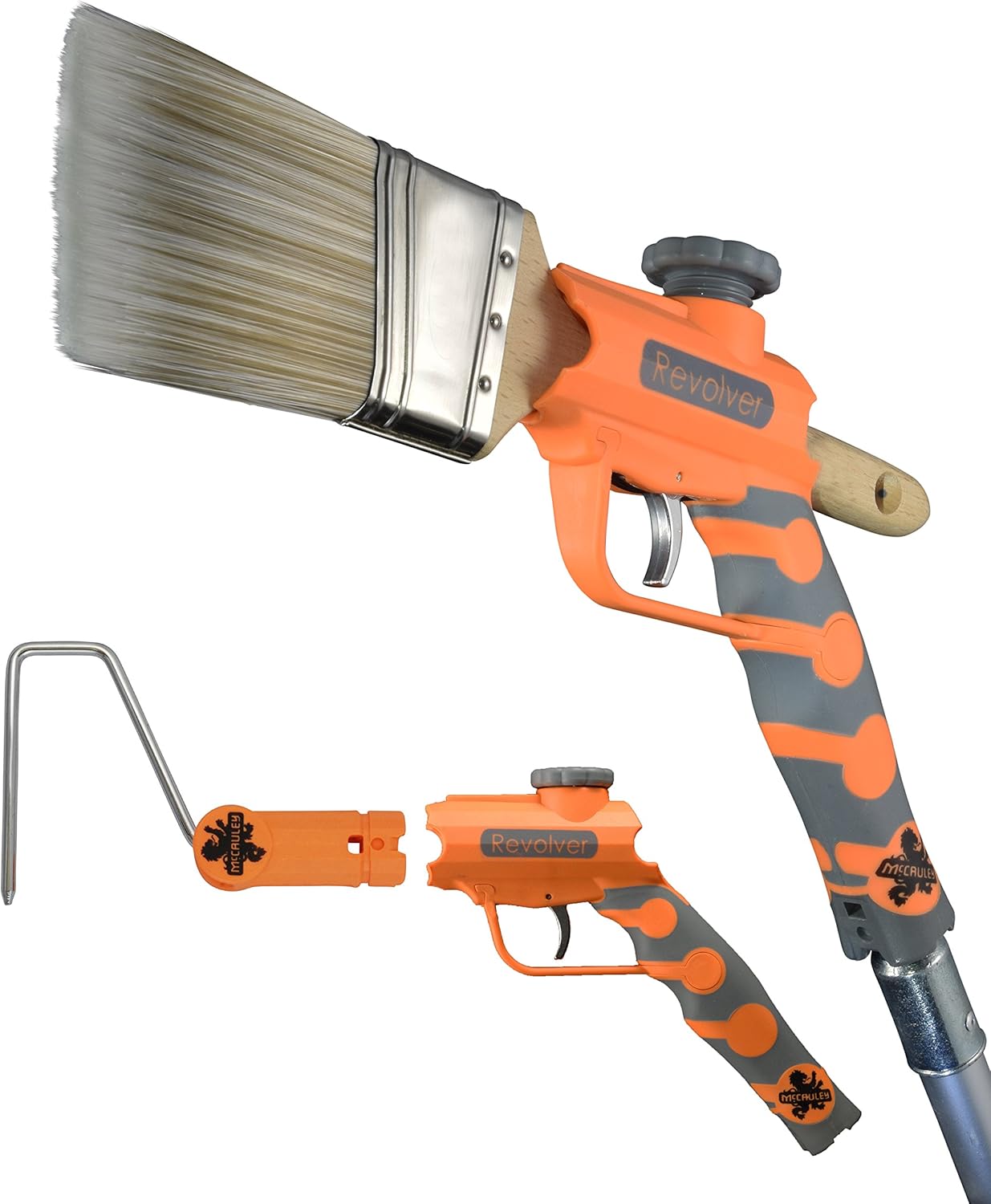 McCauley Tools Revolver- Heavy Duty, Long Handle Paint Brush Extender and Roller Holder, Paint Edger Tool for High Ceilings, Corner Painting Tool Compatible with All Threaded and Locking Poles