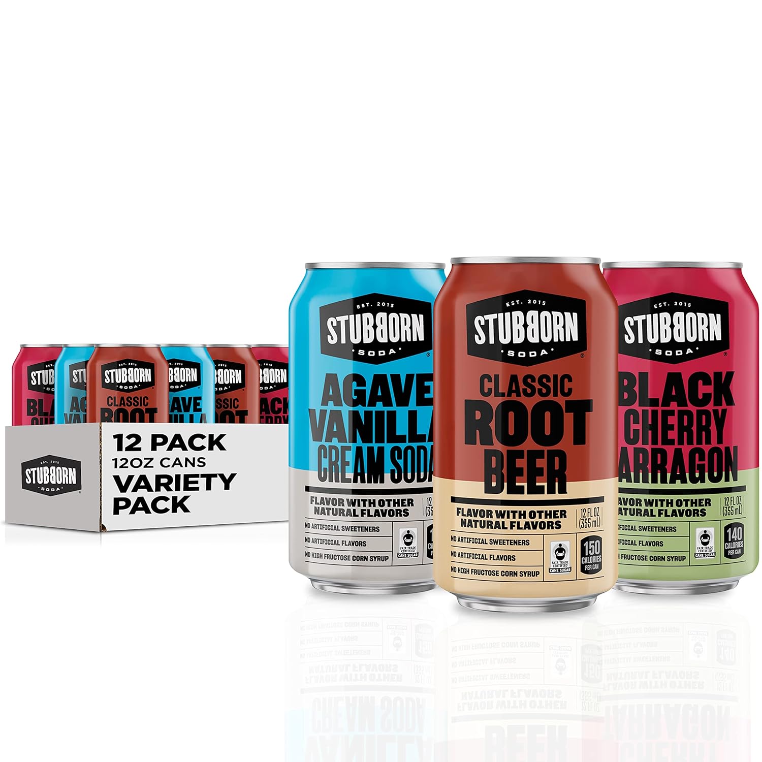 STUBBORN SODA, 3 Flavor Variety Pack, 12oz Cans (12 Pack)