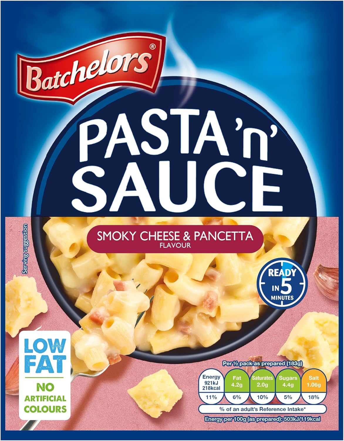 Batchelors Pasta 'n' Sauce Smoky Cheese & Pancetta Instant Pasta Ready Meal, 99 g Packet (Pack of 1)