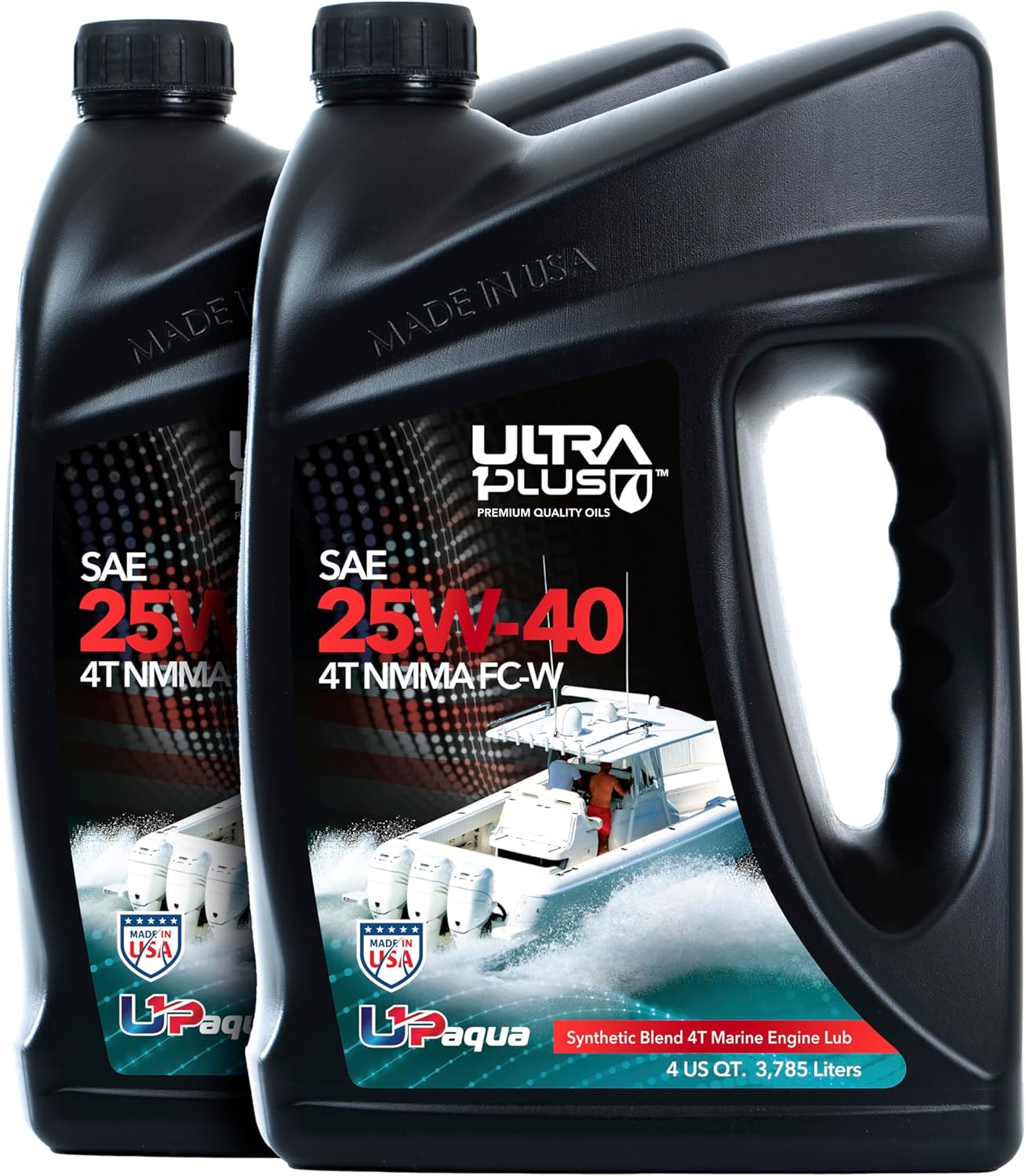 ULTRA 1PLUS U1P-Aqua SAE 25W-40 Synthetic Blend 4T Marine Engine Oil NMMA FC-W (2 Gallon)