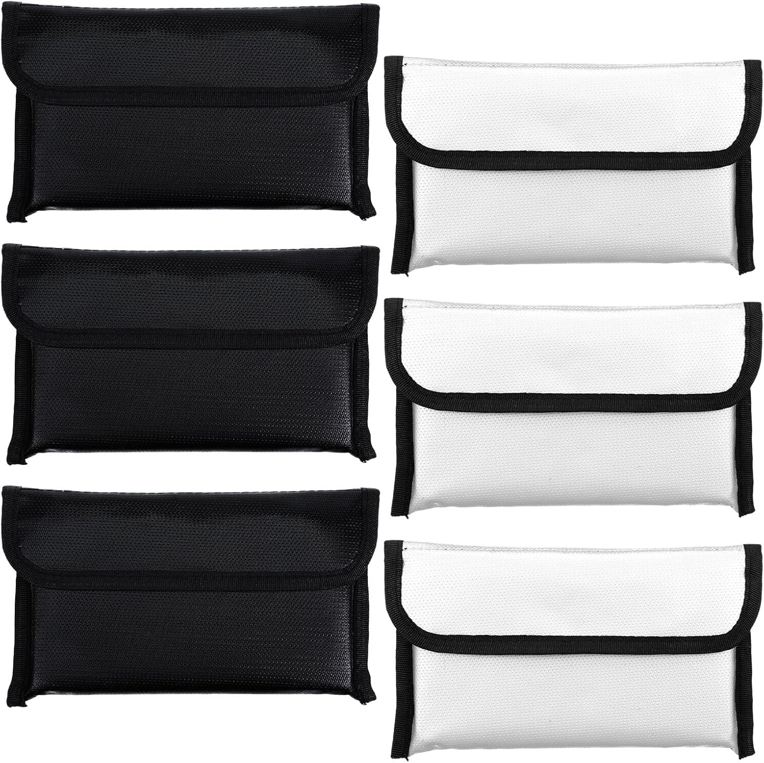 6-Pack Waterproof Money Pouch with Zipper, Fireproof Document Bag, Small Money Holder for Valuables, Passport, Cash, 7.9 x 4.7 Inch (Gray and Black)