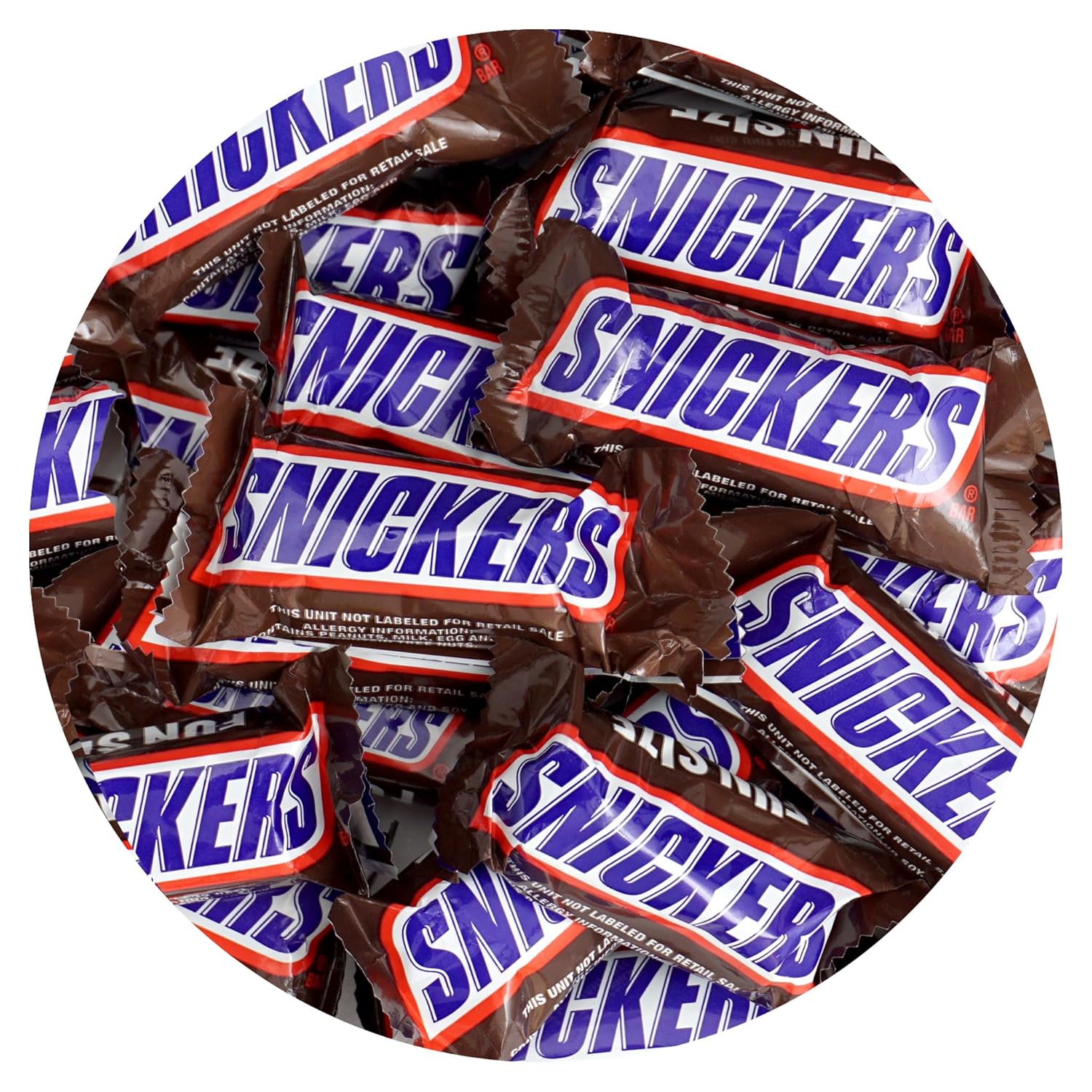 SnickersFun Size Chocolate Candy Bars, 3 Pound Bulk Bag, Individually Wrapped Candy