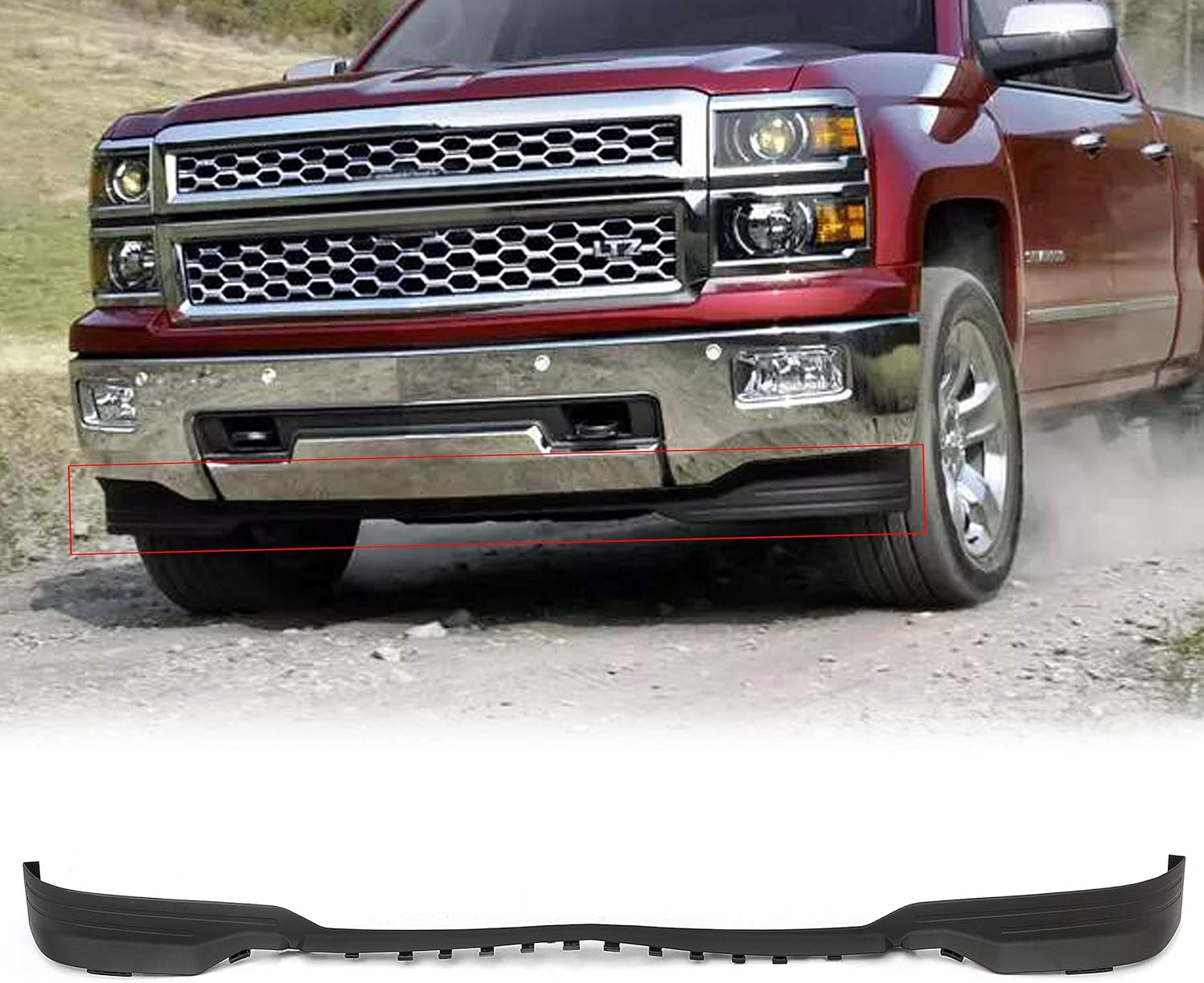 ECOTRIC Front Lower Valance Panel Apron Compatible with 2014 2015 Silverado 1500 Air Dam Bumper Deflector Replace for GM1092242 23423409
