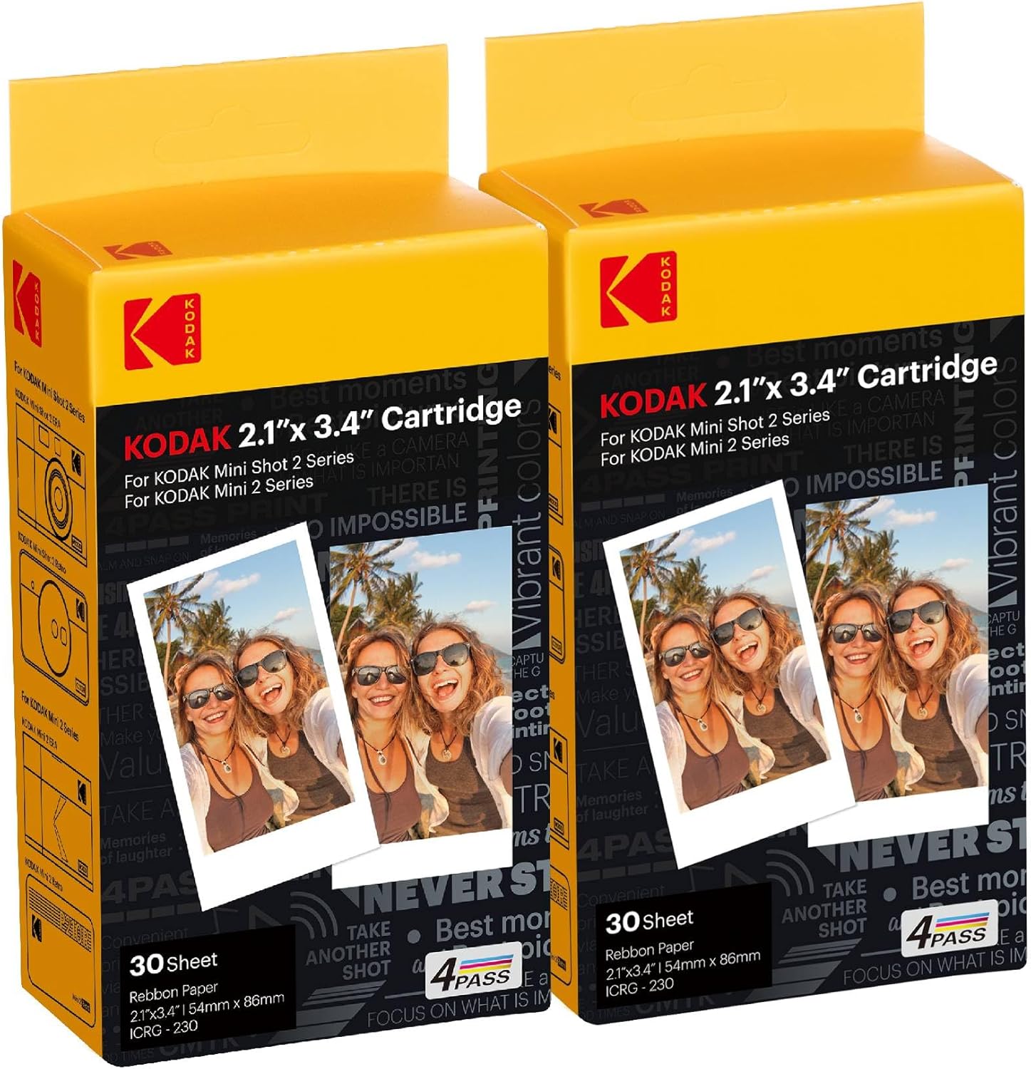 KODAK 4PASS Film Cartridge 2.1" x 3.4" (60 Sheets) for Kodak Mini 2 Retro and Mini Shot 2 Retro