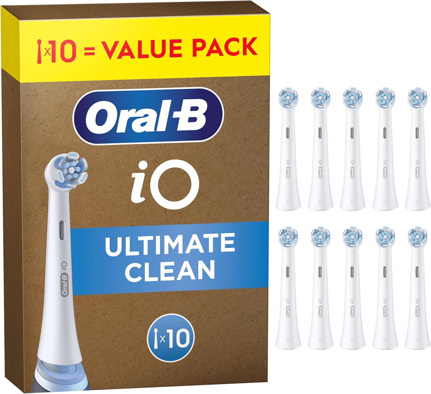 Oral-B iO Series Ultimate Clean, Original Replacement Round Brush Heads, with Crisscross Bristles for Advanced Deep Cleaning and Plaque Removal, Designed for Oral-B iO Electric Toothbrushes, 10