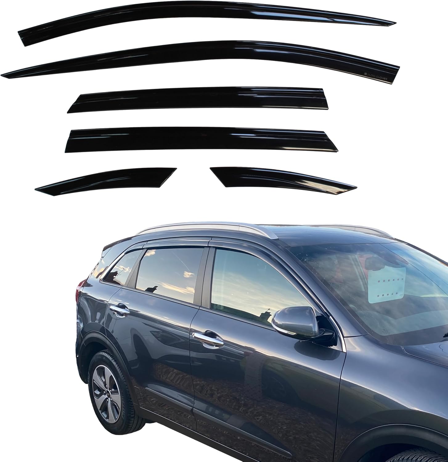 AUTO CLOVER Wind Deflectors Set for Kia Niro 2016-2021 (6 pieces)