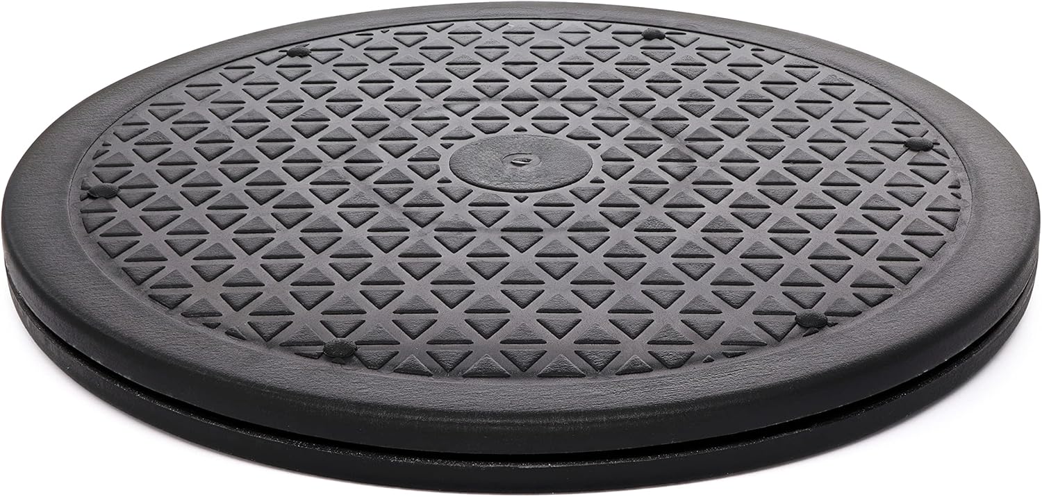 10 Inch Lazy Susan Turntable Organizer, Non Skid Large Lazy Susan Turntable for Cabinet, Computer or Laptop, Plastic Turn Table, Black, 1 PC - by RamPro