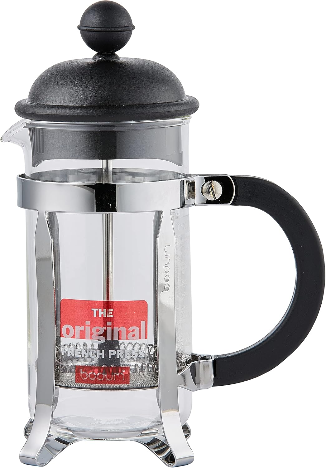 Bodum French Press Caffettiera Black - 350ml / 3 Cup Coffee Maker - Durable Glass & Stainless Steel Filter - BPA-Free Dishwasher Safe Percolator - Cafetiere Made in Portugal