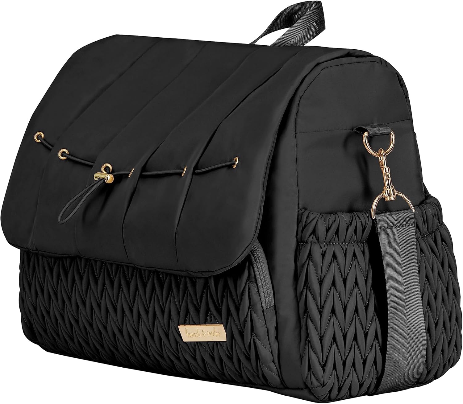 Hannah & Sophia Belle Convertible Baby Diaper Backpack & Bag in Black, Large Size, Dual Sided Water Resistant Changing Mat Included, Detachable Shoulder Straps, Easy To Use