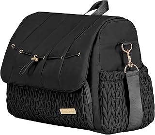 Hannah & Sophia Belle Convertible Baby Diaper Backpack & Bag in Black, Large Size, Dual Sided Water Resistant Changing Mat Included, Detachable Shoulder Straps, Easy To Use