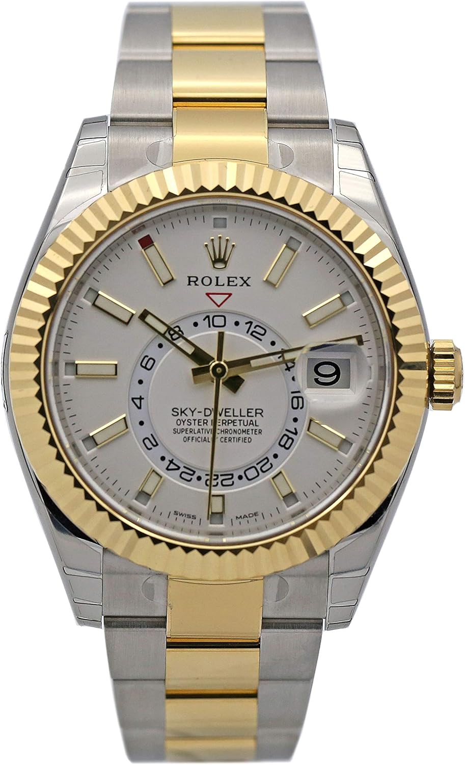 Rolex Sky-Dweller Automatic Men’s 18k Yellow Gold White Dial Oyster Watch 326933