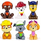 Kids Paw Patrol Mini Figures Set of 6 - Rocky, Zuma, Skye, Rubble, Marshall & Chase