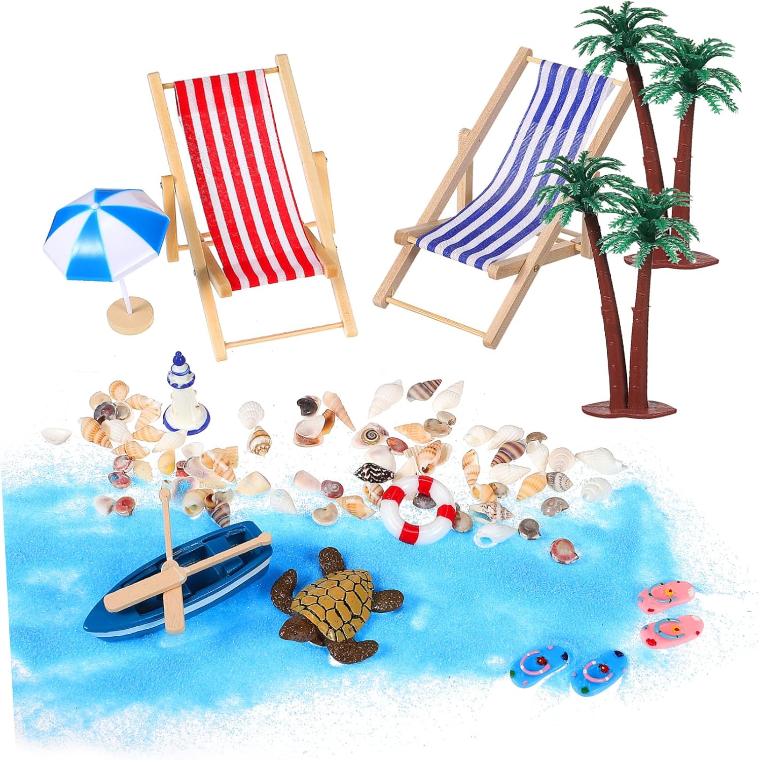 Sosoport Miniature Beach Accessories for Dollhouse Playhouse Decor Coastal Figurines
