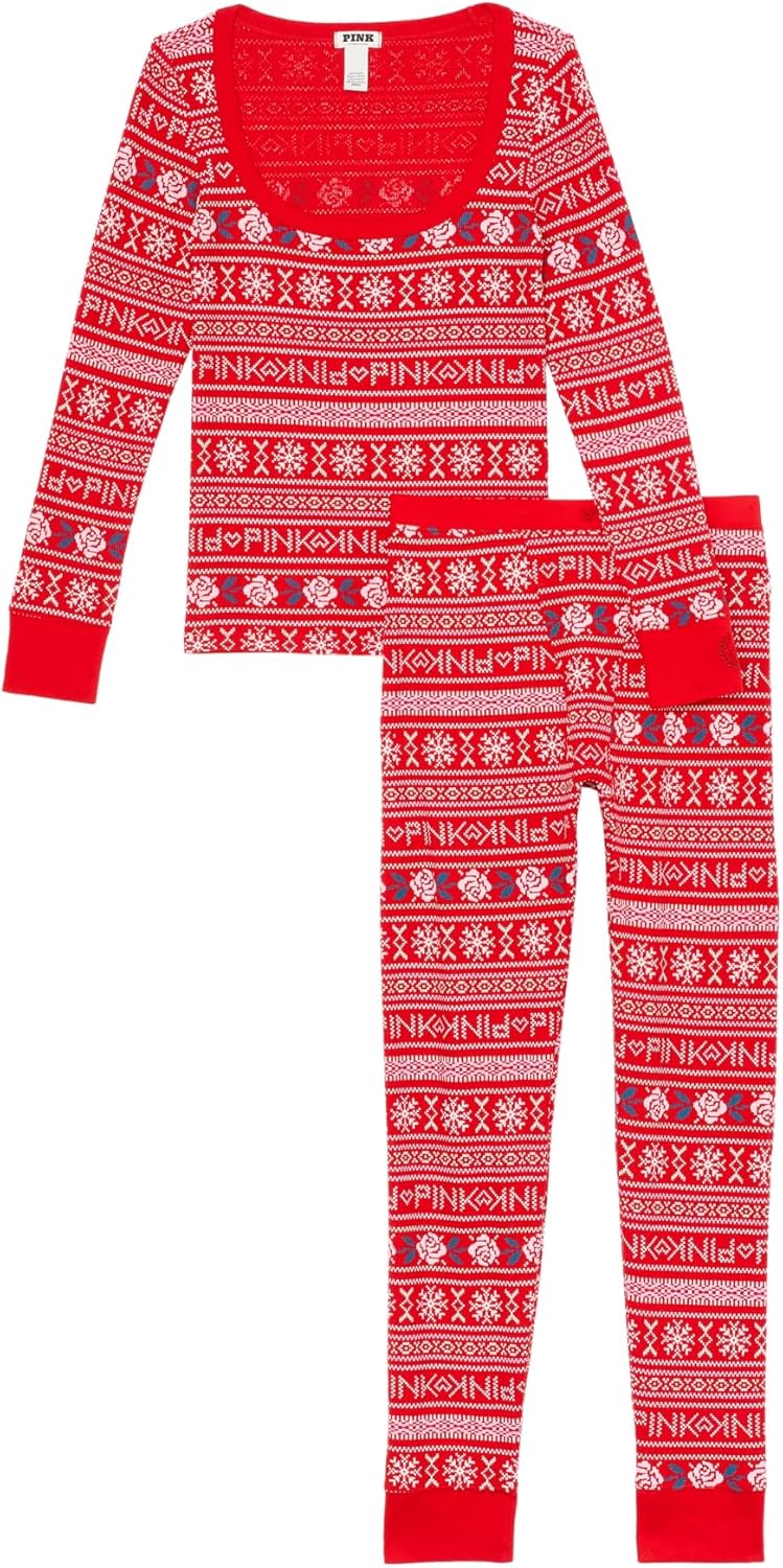 Victoria's Secret PINK Thermal Pajama Set, Long Sleeve Shirt & Leggings, Sleepwear for Women (XS-XXL)