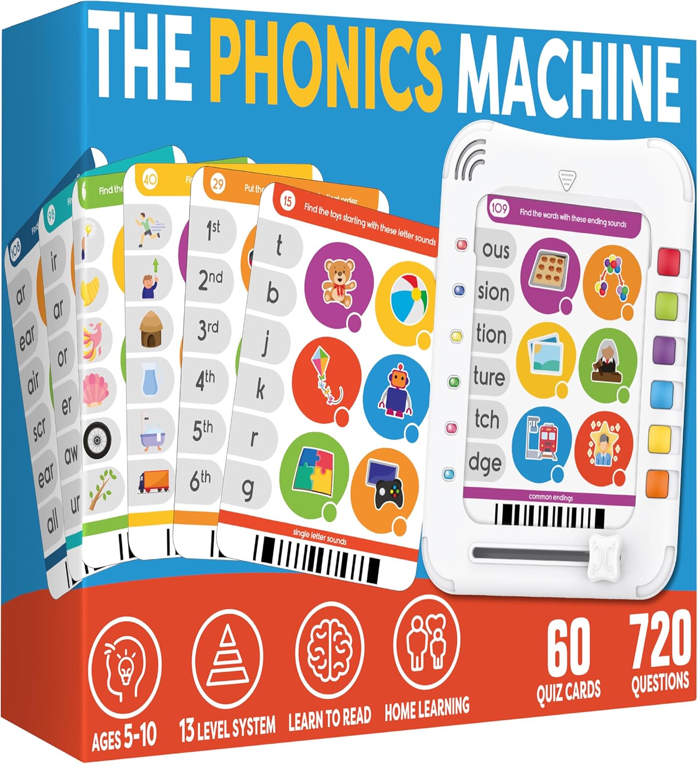 Phonics Learning Pad - Electronic Phonics Reading Game for Kids Ages 5-11 - Learn to Read in 720 Phonic and Letter Sound Questions - Vowels, Consonant Blends, Digraphs, Diphthongs