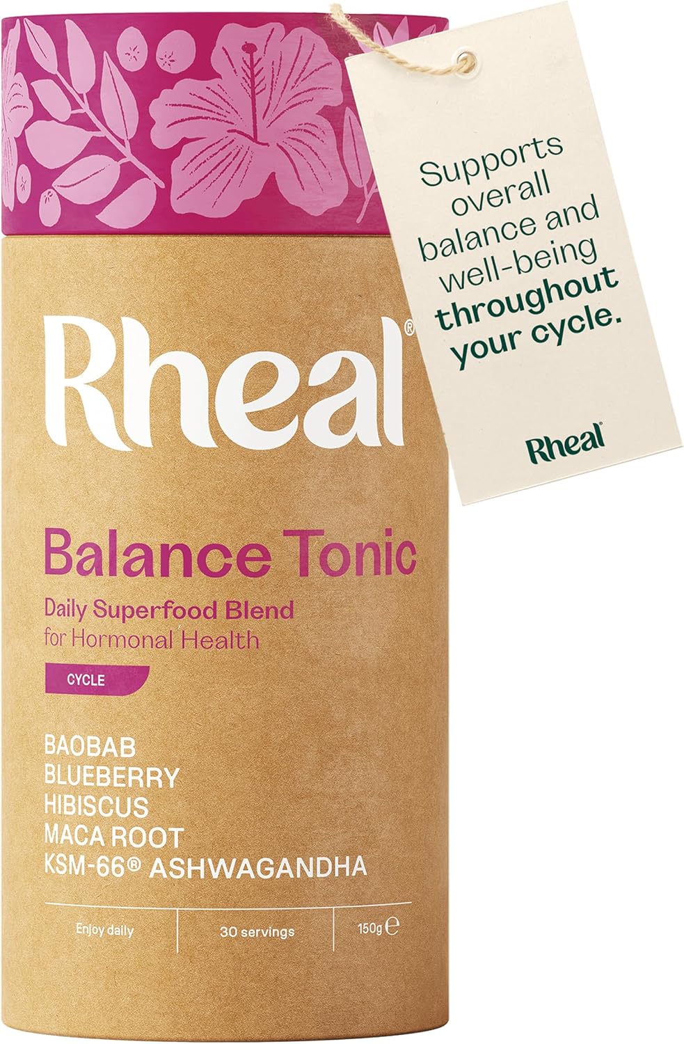 Rheal Balance Tonic Cycle 150g | Women's hormone support with KSM-66® Ashwagandha, maca and shatavari to support cycle balance, mood and wellbeing