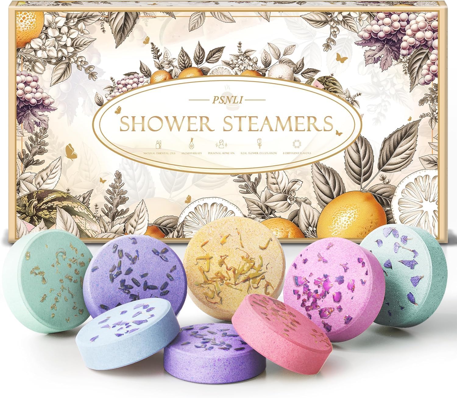 Shower Steamers Aromatherapy Stocking Stuffers 8 Scents, Christmas Gifts for Women Elegant Packaging Birthdays Gifts for Mom, Lavender Natural Essential Oil Home Spa Self Care & Relaxing