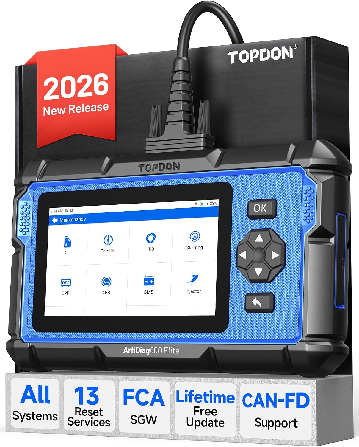 TOPDON AD600Elite OBD2 Scanner, Full System Diagnostic Tool with 13 Resets