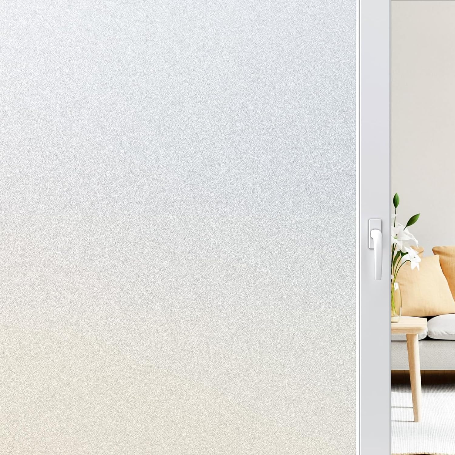 rabbitgoo Window Film Privacy Frosted Window Film Opaque Stickers for Glass Doors Frosting with New Grid Design No Glue Anti UV Self Adhesive Sun Block Home Bathroom Office 44.5 x 200 cm