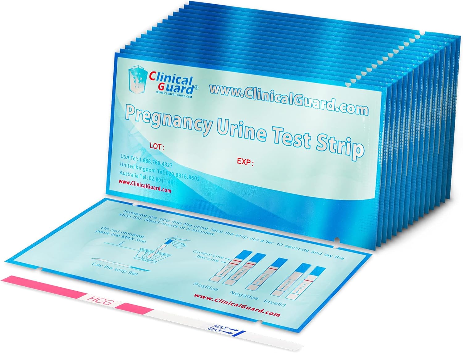 Clinical Guard 50 Pregnancy Test Strips - Sensitive & Accurate Measurement Within 5 mins - Early Detection Pregnancy Test Strip - Easy to Use for Home Tests - HCG Test Strip Kit