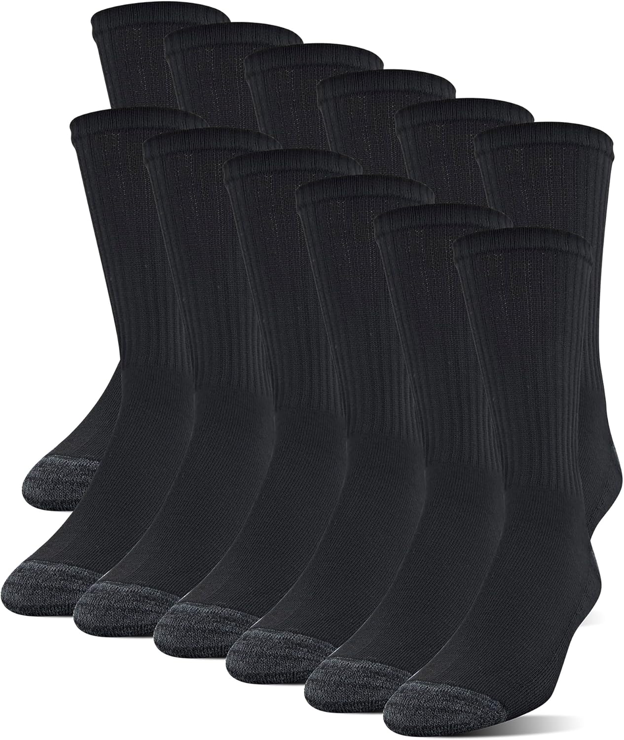 Gildan Men's Polyester Half Cushion Crew Socks (12 Pairs)