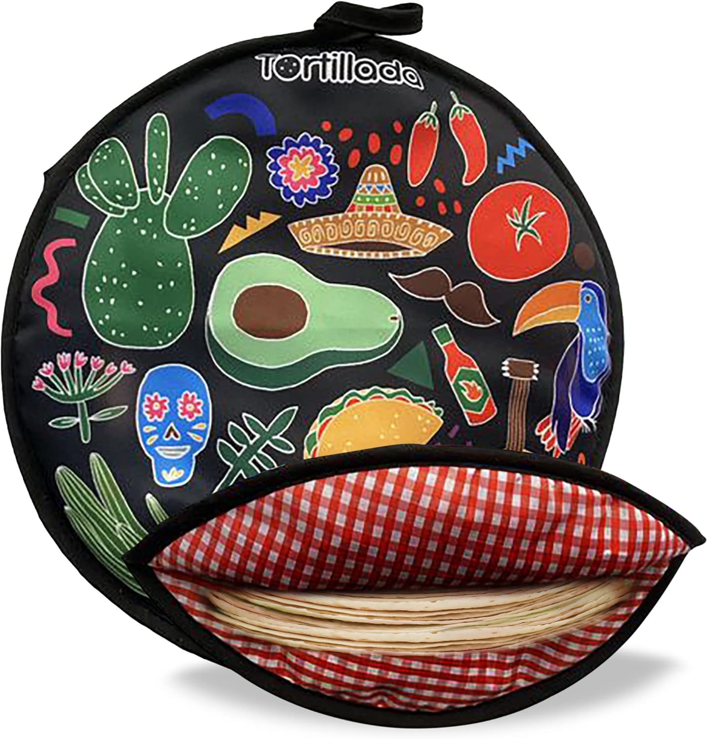 Tortillada - 30 cm Tortilla Warmer/Heat Container microwaveable Made of Cotton/Polyester (Black)