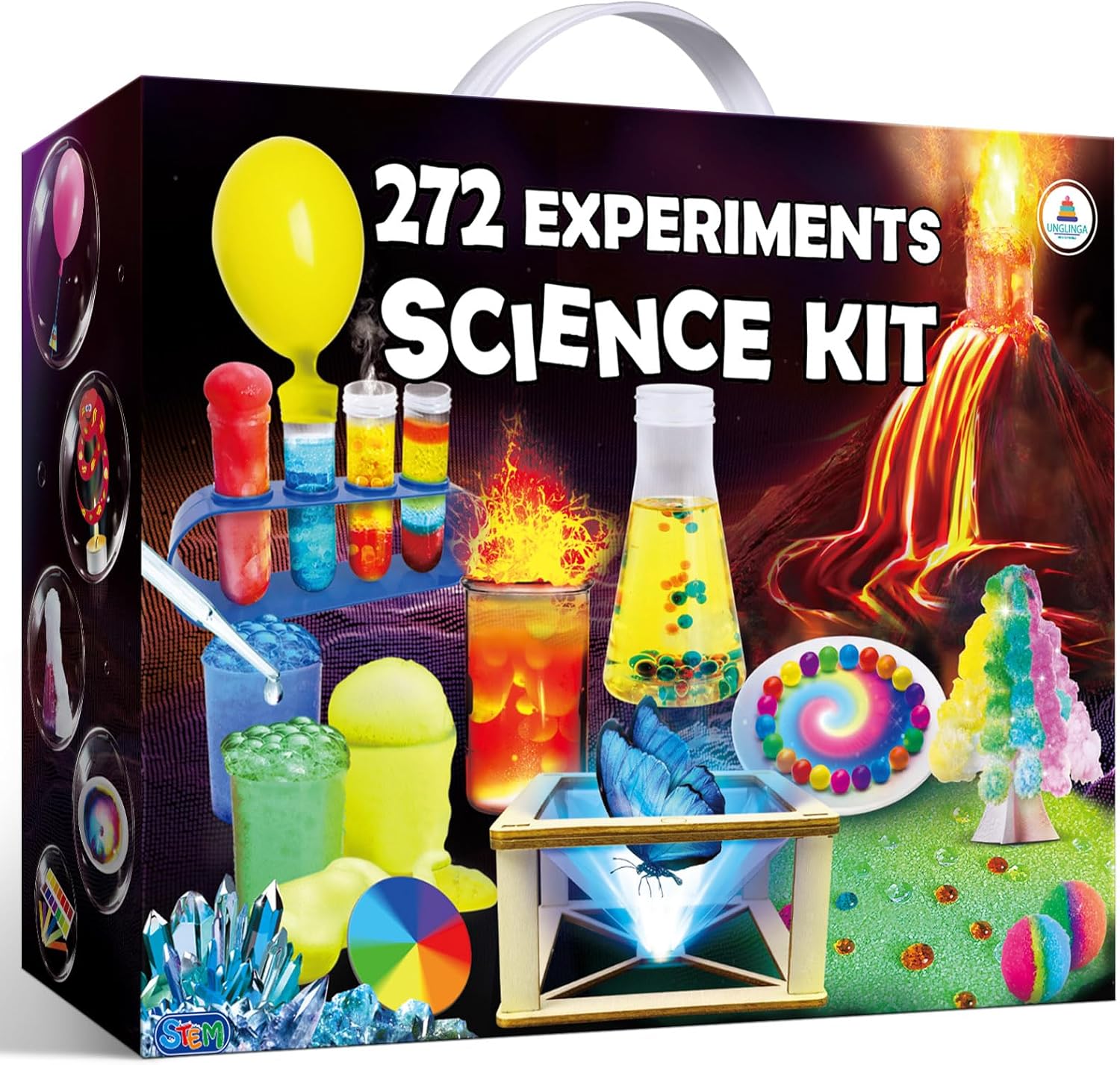 UNGLINGA 272 Experiments Science Kit for Kids, Chemistry Set, S.T.E.M Toys Boys Girls Birthday Gifts, Volcano, Crystal, Magic, Physics Lab Educational Project