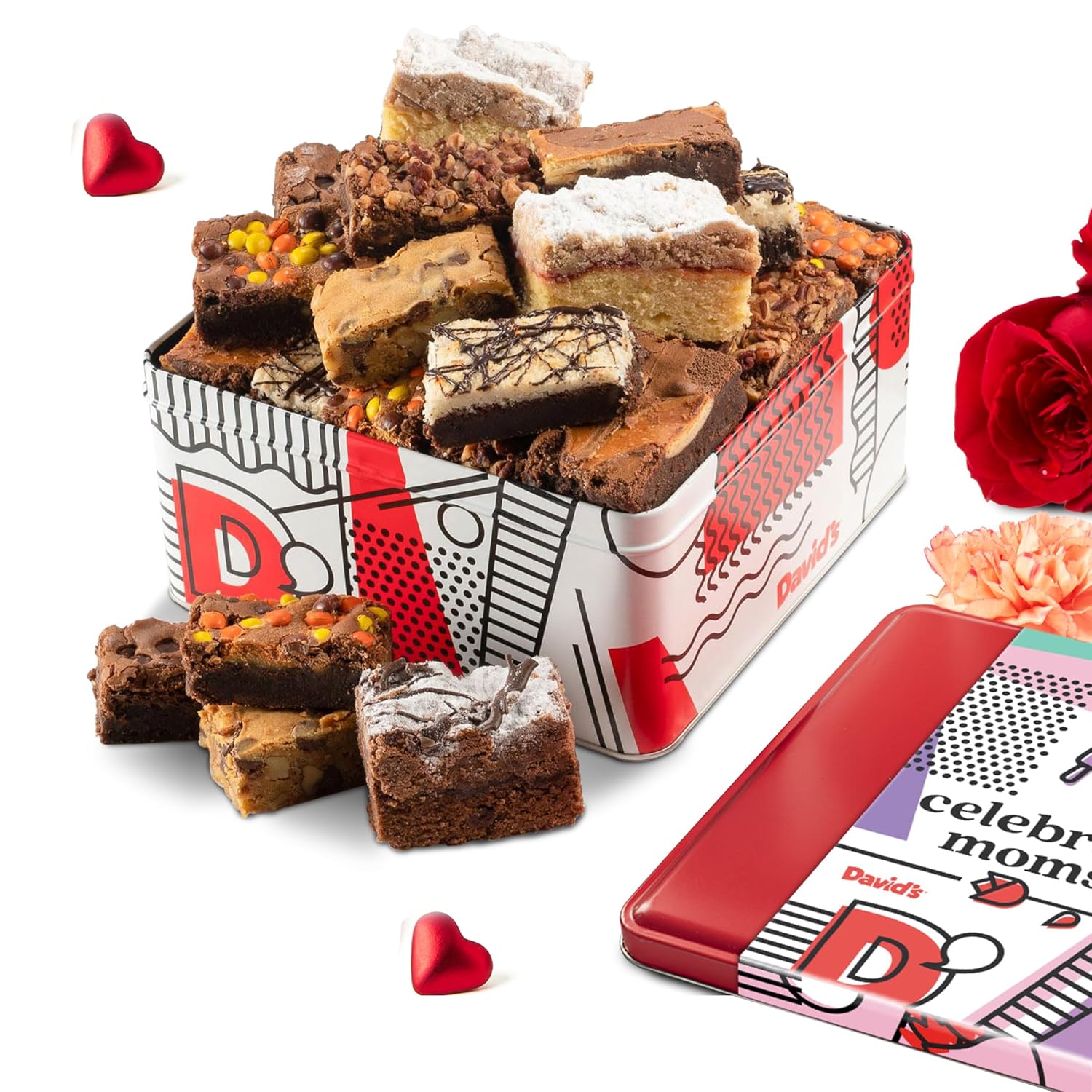 David's Cookies Assorted Brownies & Crumb Cake Gift Tin, 3Lbs - Fresh Baked Chocolate Fudge Slices and Brownies - Delicious Gourmet Snack Gift Basket for Mom, Women, or Any Special Occasion
