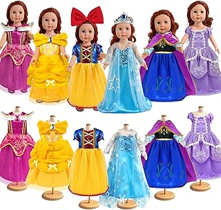 18 inch Doll Clothes Accessories - 6Pcs Different Princess Costume Dress
