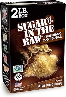 Sugar In The Raw Granulated Turbinado Cane Sugar, No Added Flavors or erythritol, Pure Natural Sweetener, Hot & Cold Drinks, Coffee, Baking, Vegan, Gluten-Free, Non-GMO, Bulk Sugar, 2lb Bag (1-Pack)