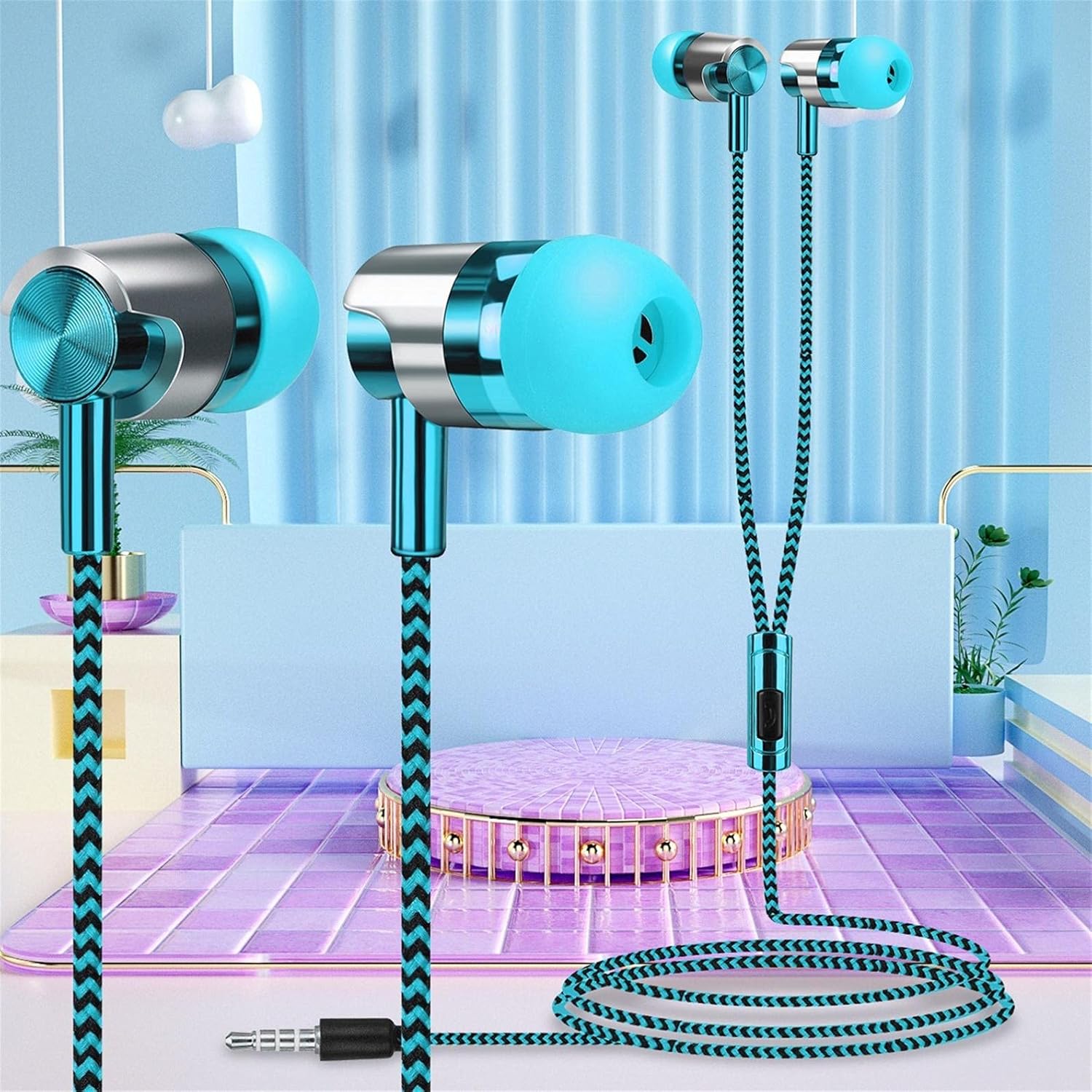 Sbyhbhyds Earbuds in-Ear Headphones with Microphone, Earbud 3.5mm Wired Stereo Sound Earphones,Noise Isolating Bass Headset for iOS and Android Smartphones Laptops, MP3, Gaming, Walkman