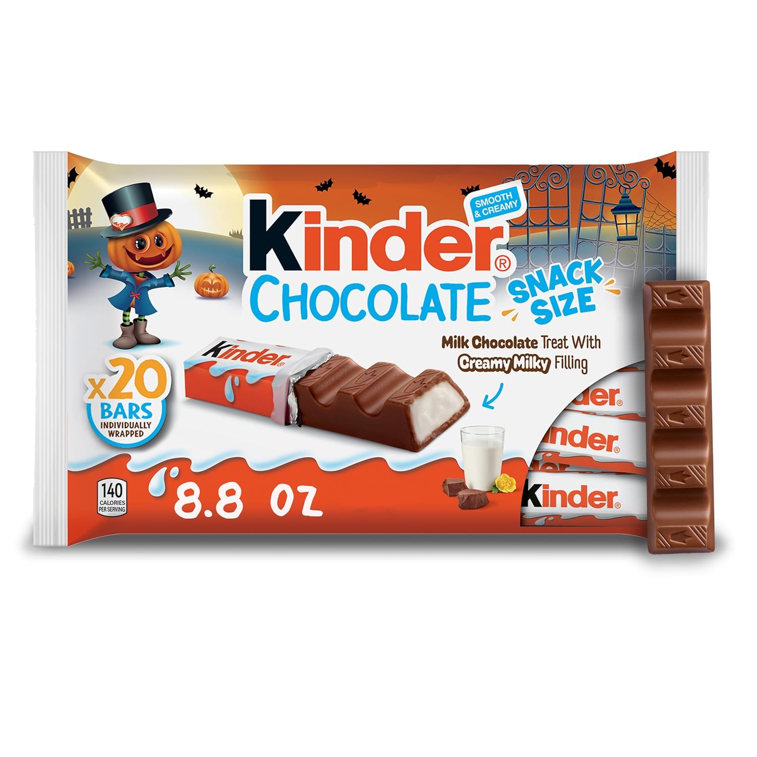 Kinder Chocolate, Milk Chocolate Bar with Creamy Milky Filling, Individually Wrapped, Snack Size, 20 Count Bag, 8.8 oz