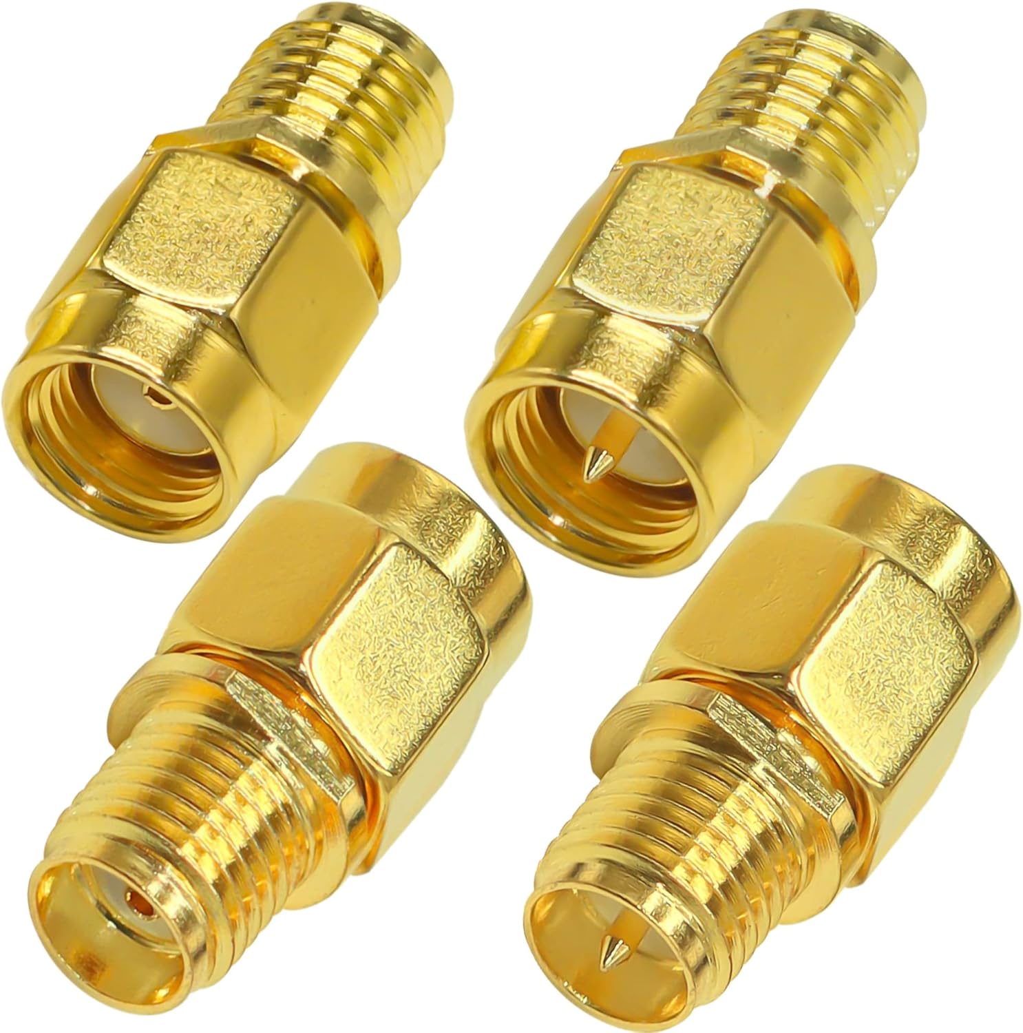4PCS SMA Coax Connector Cable Gender Changers,SMA Male/Female to RP-SMA Male/Female Coax Adapter Low Loss Coaxial Connector for Radio Antenna, Audio