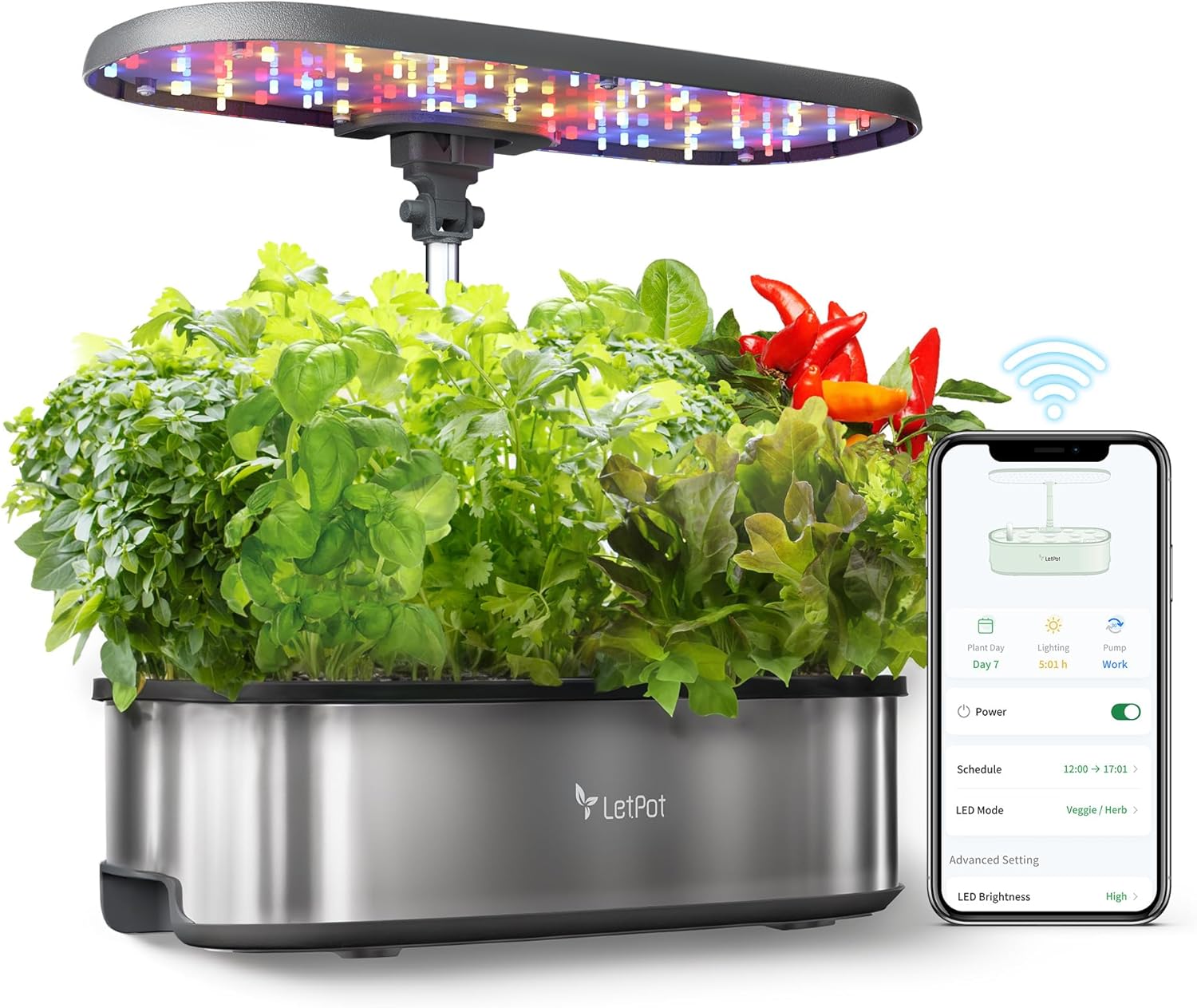 LETPOT LPH-SE Hydroponics Growing System, 12 Pods Smart Herb Garden Kit Indoor, Indoor Garden, APP & WiFi Controlled, with 24W Growing LED, 5.5L Water Tank, Pump System, Automatic Timer