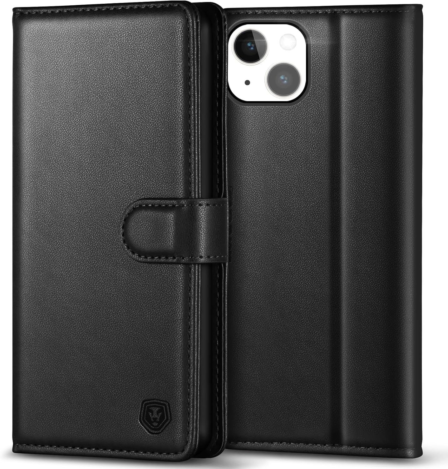Kuafcase Compatible for iPhone 14 Plus Case with 4 Card Slots Magnetic Closure Kickstand Shockproof Protective Phone Case Compatible for iPhone 14 Plus - Black